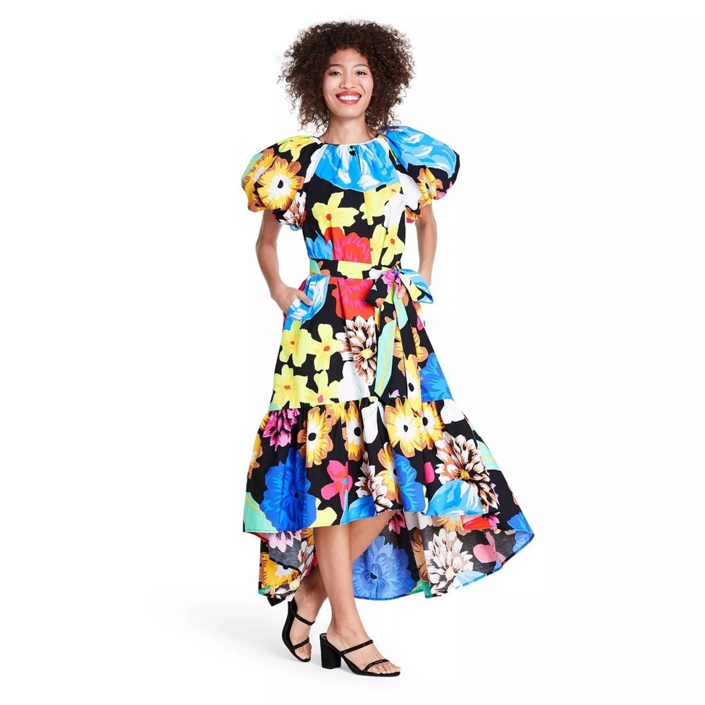 Christopher John Rogers for Target Floral Puff Sleeve High Low Dress Size XXS